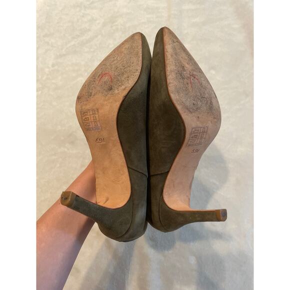 RAYE X House Of Harlow 1960 Lily Bootie 5.5M Olive Green Suede Zip Ankle Boots - Picture 6 of 7